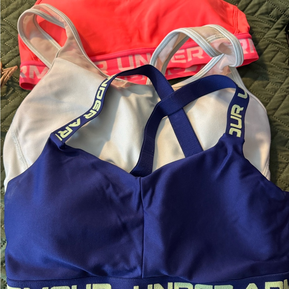 Under Armour Sports Bra Trio - Coral, White, Navy